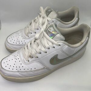 Nike Court Vision White Iridescent Sneakers Shoes CW5596-100 Women's Size 10